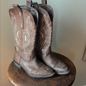 Brown Kids Cowboy Boots